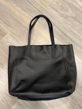 Shinola Black Leather Medium Shopper Tote Bag